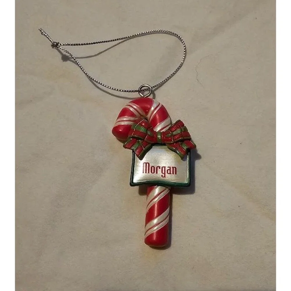 Ganz Candy Cane Christmas Ornament Red Personalized - Morgan
